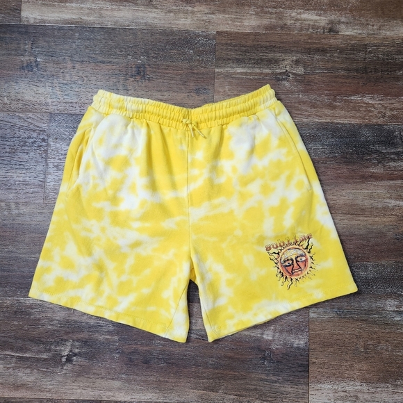 SUBLIME YELLOW TIE DYE SWEATPANT SHORTS SIZE LARGE - Picture 1 of 8